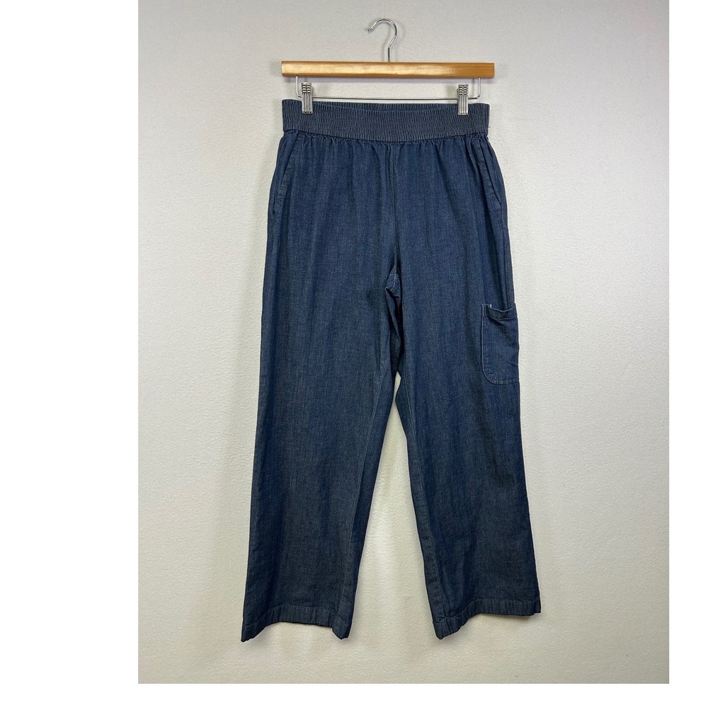 Coastal Casual Denim &‎ Co Womens XSP Blue Elastic Waist Wide Leg Chambray Pants